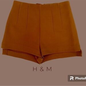 H&M Camel Pleated Shorts Sz 4